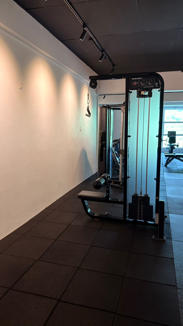 Cable station and weight stack at HK Fitness